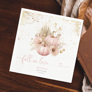 Fall in Love Bridal Shower Boho Flowers Pumpkin Napkins