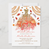 Fall in Love Bridal Shower Dress & Autumn Leaves Invitation (Front)