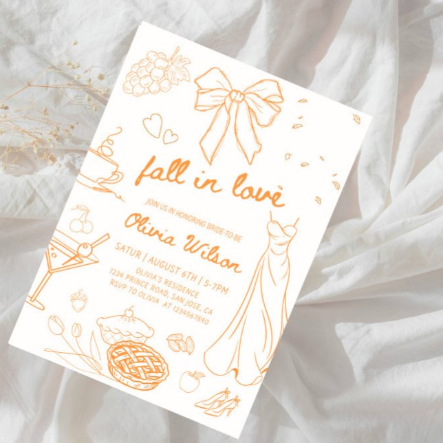 Fall in Love Bridal Shower- Elegant Autumn Leaves  Invitation (Creator Uploaded)