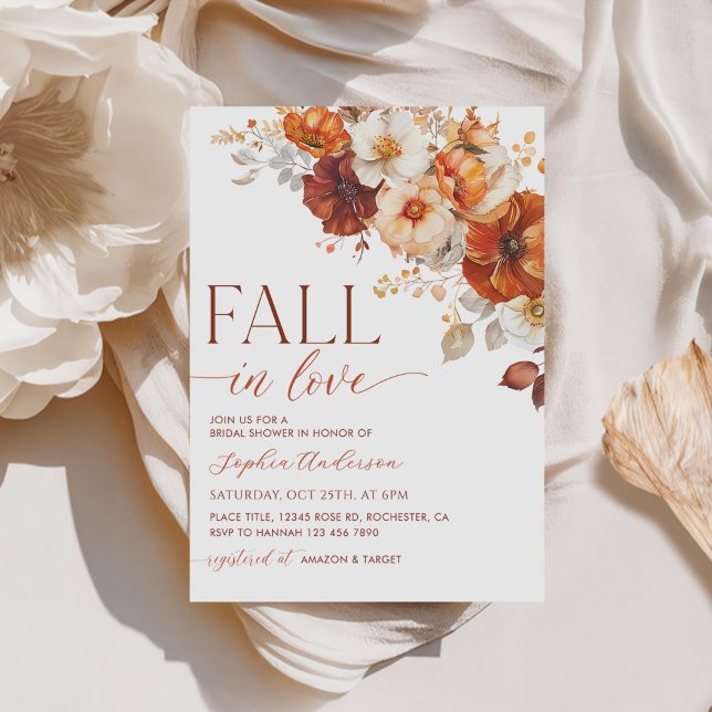 Fall In Love Bridal Shower Fall Flowers Invitation (Creator Uploaded)