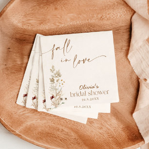 Fall In Love Bridal Shower, Fall Wildflower Bridal Napkins