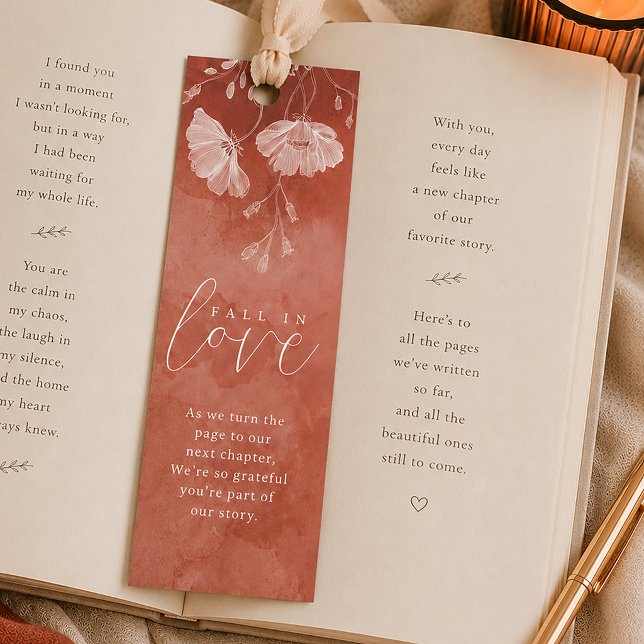 Fall in Love Bridal Shower Favor Bookmark (Fall in love bridal shower favor)