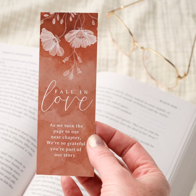 Fall in Love Bridal Shower Favor Bookmark (Hand)