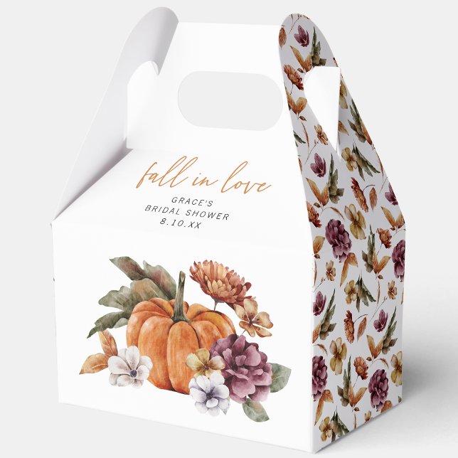 Fall In Love Bridal Shower Favor Boxes (Autumn Watercolor Floral Fall In Love Bridal Shower Favor Boxes by Painted Paperie
)
