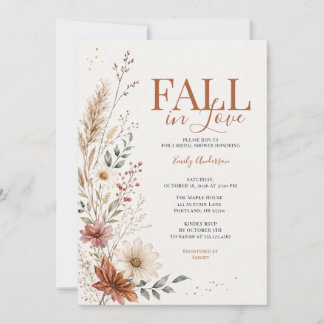 Fall in Love Bridal Shower FloralAutumn Terracotta Invitation