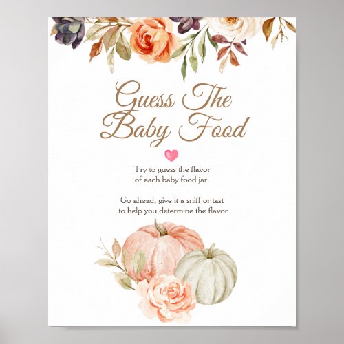 Fall In Love Bridal Shower Guess the Baby Food Poster