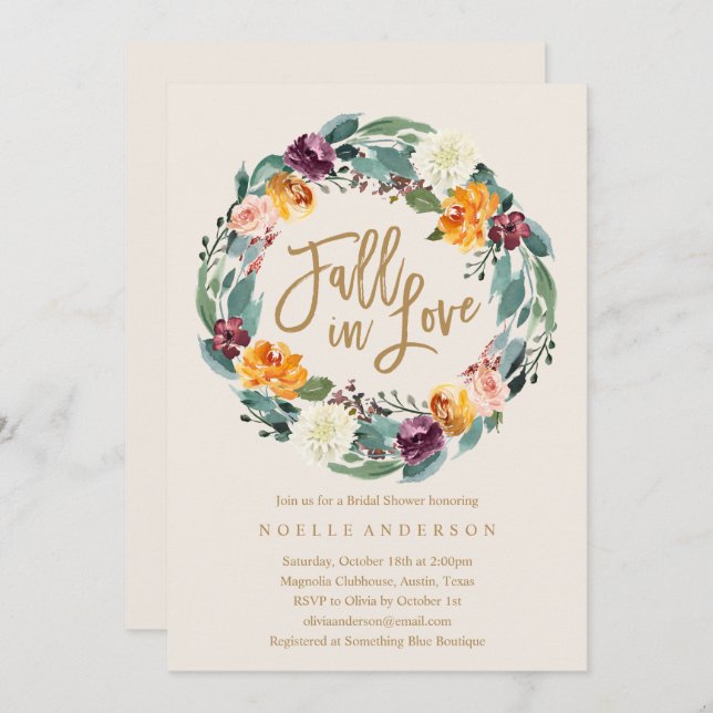 Fall in Love Bridal Shower Invitation (Front/Back)