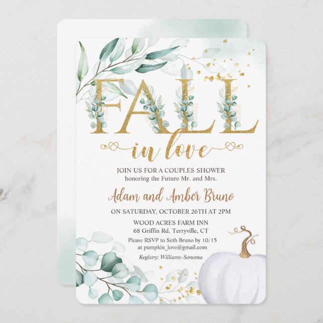 Fall In Love Bridal Shower Invitation (Front/Back)
