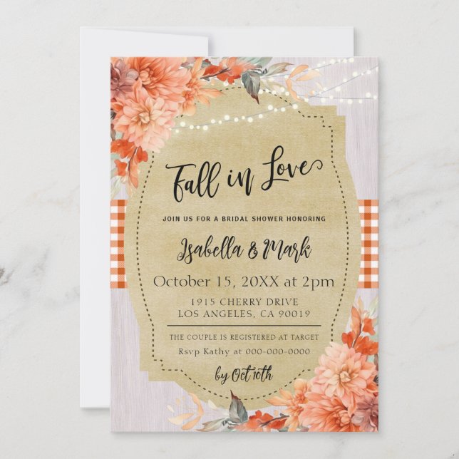 Fall in Love Bridal Shower Invitation (Front)
