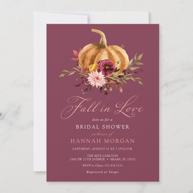 Fall in Love Bridal Shower invitation (Front)