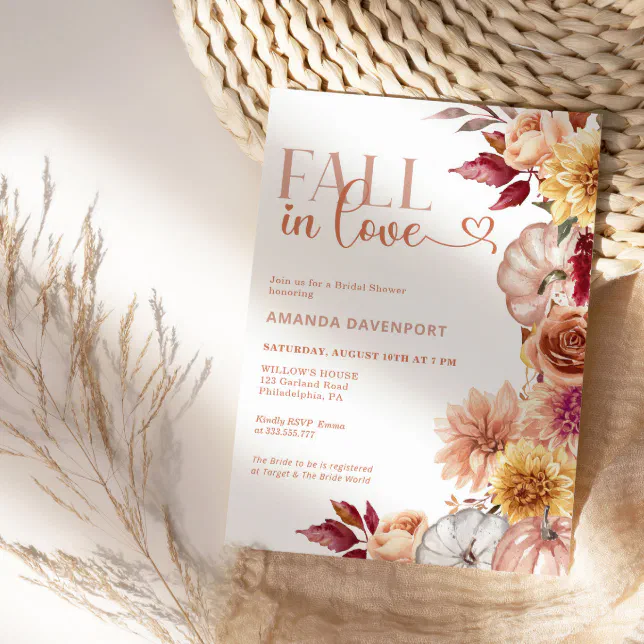 Fall In Love Bridal Shower Invitation Zazzle