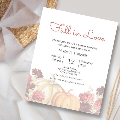 Fall in Love  Bridal Shower Invitation