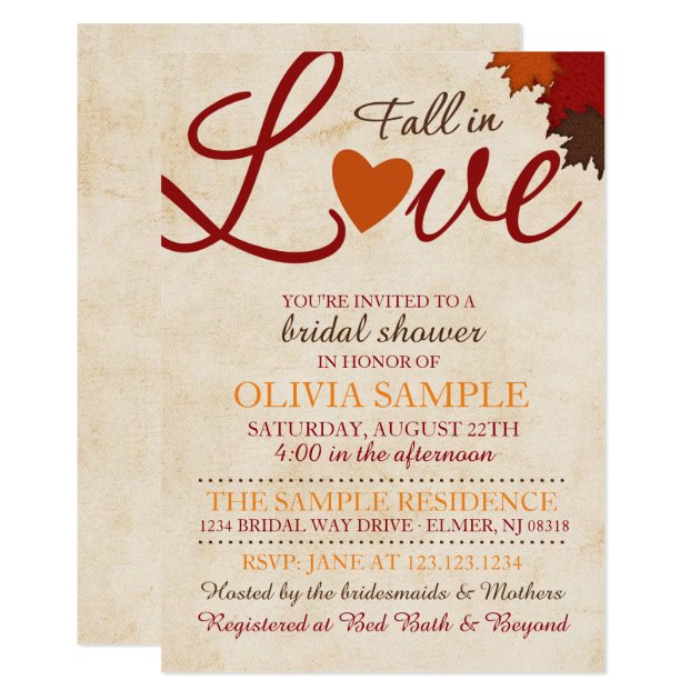 Fall In Love Bridal Shower Invitation