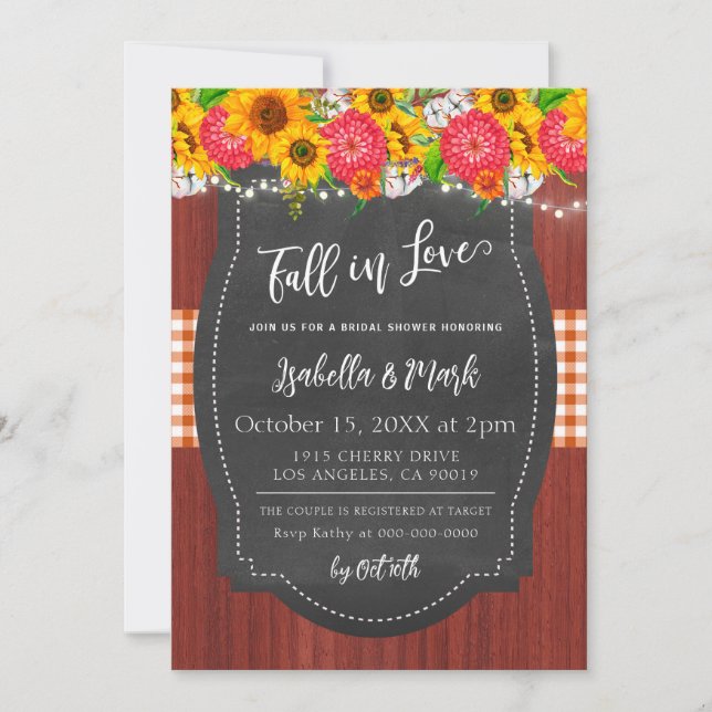 Fall in Love Bridal Shower Invitation (Front)