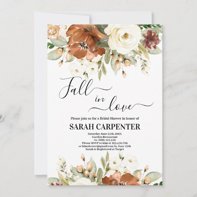 Fall In Love Bridal Shower Invitation (Front)