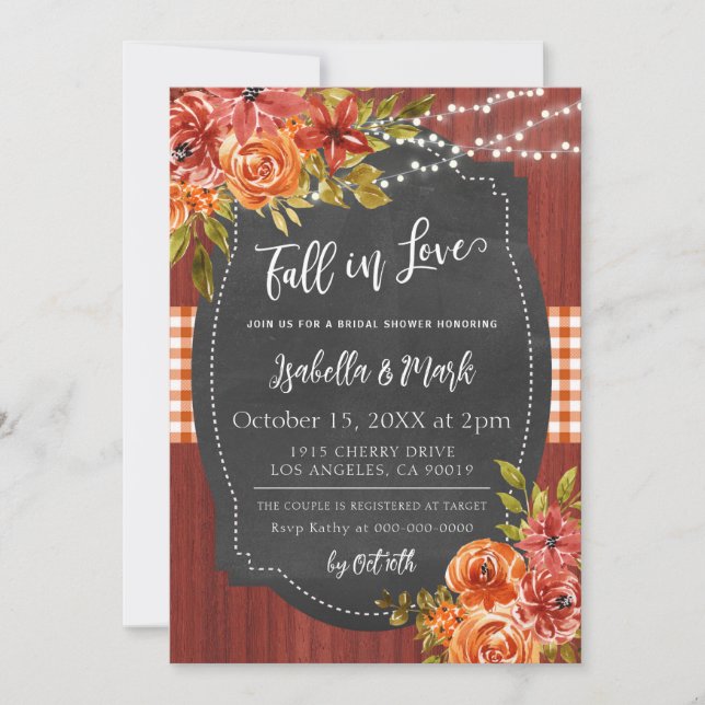 Fall in Love Bridal Shower Invitation (Front)