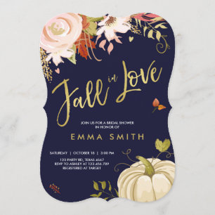 Fall in Love  Bridal shower invitation Baby Autumn