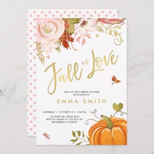 Fall in Love  Bridal shower invitation Baby Autumn