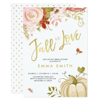 Fall in Love  Bridal shower invitation Baby Autumn
