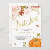 Fall in Love  Bridal shower invitation Baby Autumn (Front/Back)