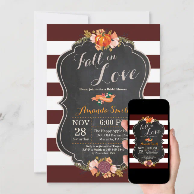 Fall In Love Bridal Shower Invitation Card Zazzle