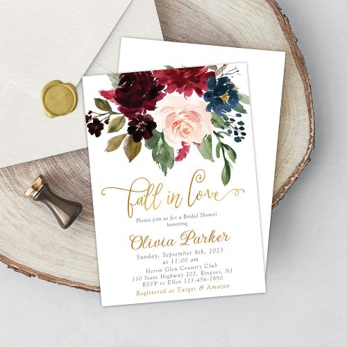 Fall In Love Bridal Shower Invitation Fall Floral
