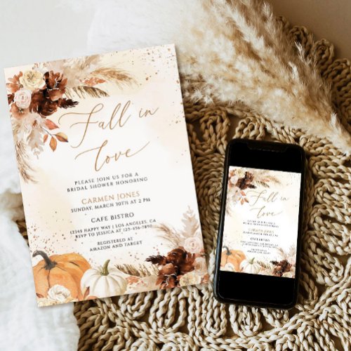 Fall in love Bridal Shower Invitation Floral Invitation