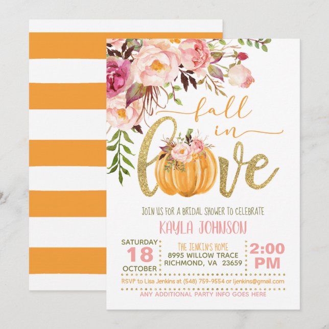 Fall in Love Bridal Shower Invitation - OS (Front/Back)