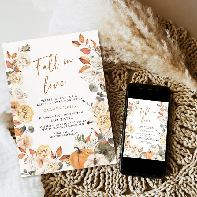 Fall in love Bridal Shower Invitation, Pumpkin Invitation (Creator Uploaded)