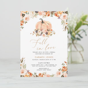 Fall in love Bridal Shower Invitation, Pumpkin Invitation