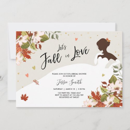 Fall in Love Bridal shower invitation Rustic Dress