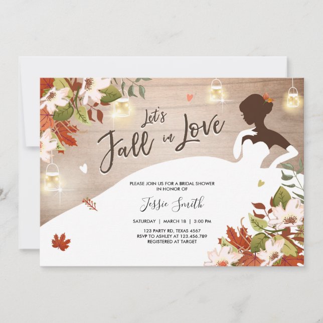 Fall in Love Bridal shower invitation Rustic Jars (Front)