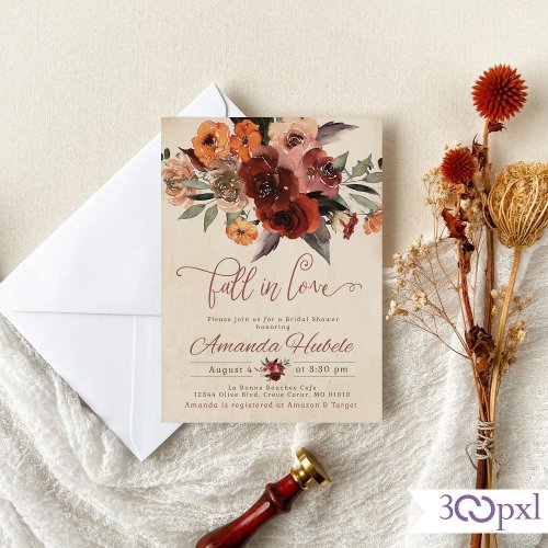 Fall In Love Bridal Shower Invitation Terracotta