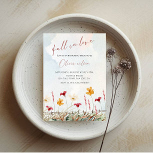 Fall in Love Bridal Shower - Leaves & Rustic Charm Invitation