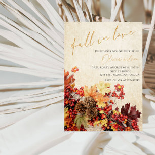 Fall in Love Bridal Shower - Leaves & Rustic Charm Invitation