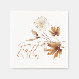 Fall in Love Bridal Shower Napkins, Fall Leaves Napkins