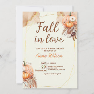 Fall in Love Bridal Shower Pampas Grass Floral Invitation