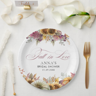 Fall In Love Bridal Shower  Paper Plates