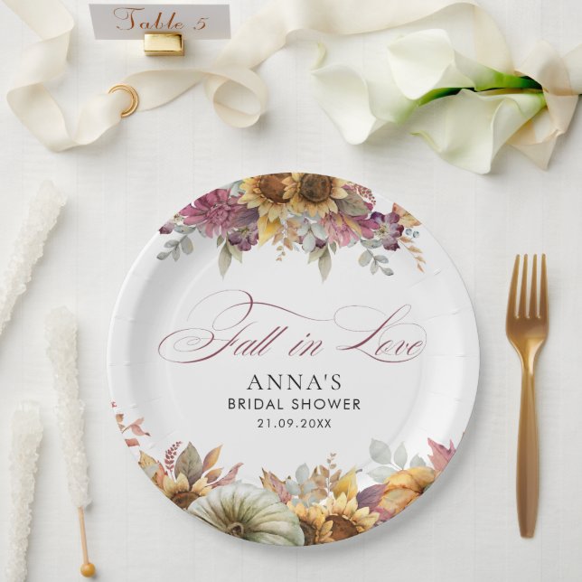 Fall In Love Bridal Shower  Paper Plates (Wedding)