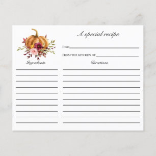 Fall in Love Bridal Shower Recipe card