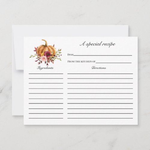 Fall in Love Bridal Shower Recipe card