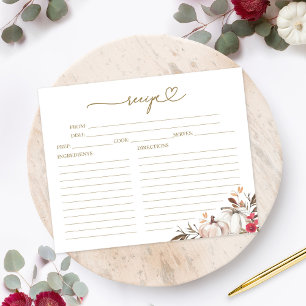 Fall In Love Bridal Shower Recipe Cards