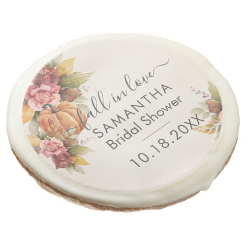 Fall in Love Bridal Shower Rust Leaves Sugar Cookie