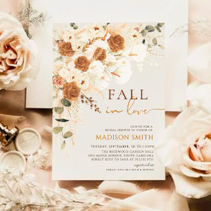 Fall In Love Bridal Shower Terracotta Boho Floral Invitation