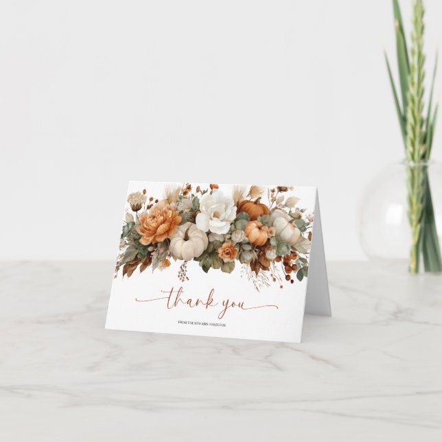Fall In Love Bridal Shower Thank You Card (Front)