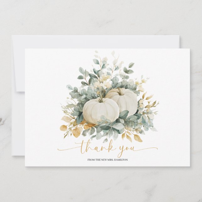 Fall In Love Bridal Shower Thank You Card (Front)