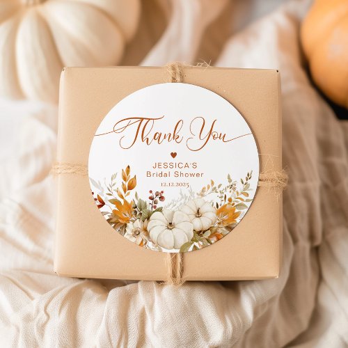 Fall in love bridal shower thank you classic round sticker