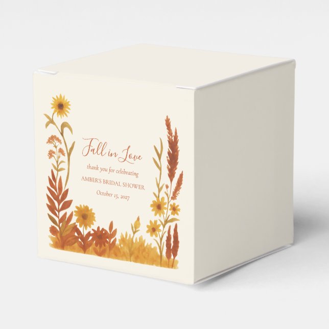 "Fall in Love" Bridal Shower Thank You Favor Boxes (Front Side)