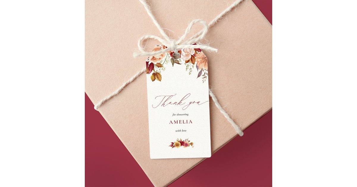 Fall in Love Bridal Shower Thank You favor Tag | Zazzle