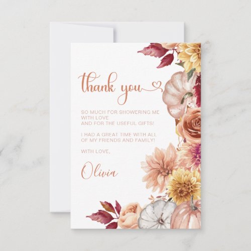 Fall in love Bridal Shower thank you Invitation